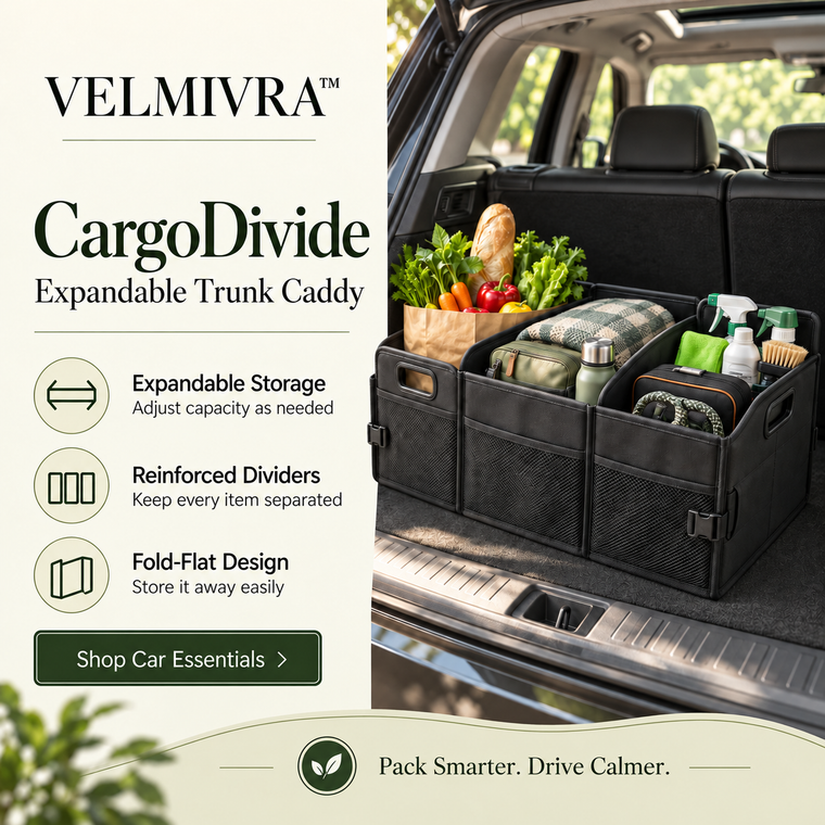 VELMIVRA™ CargoDivide Expandable Trunk Caddy
