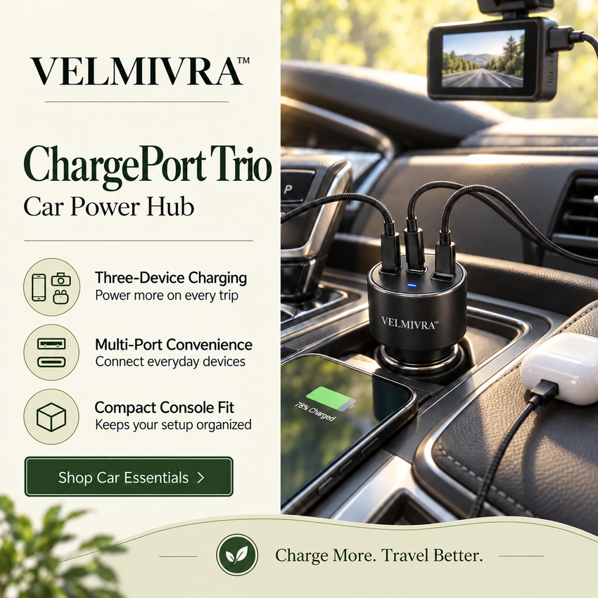 VELMIVRA™ ChargePort Trio Car Power Hub