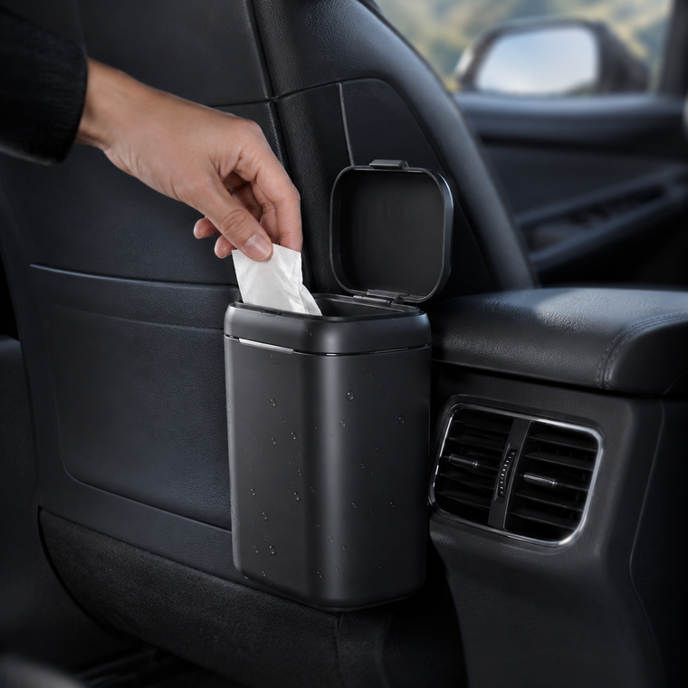 VELMIVRA™ TidyRide Covered Car Waste Bin