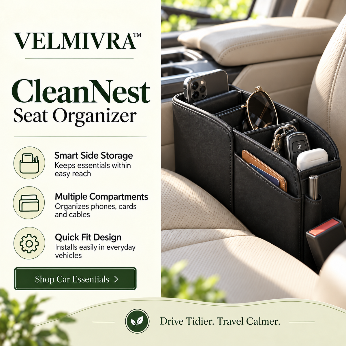 VELMIVRA™ CleanNest Seat Organizer