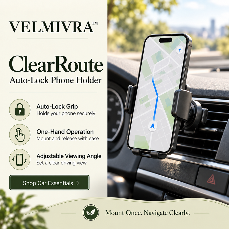 VELMIVRA™ ClearRoute Auto-Lock Phone Holder