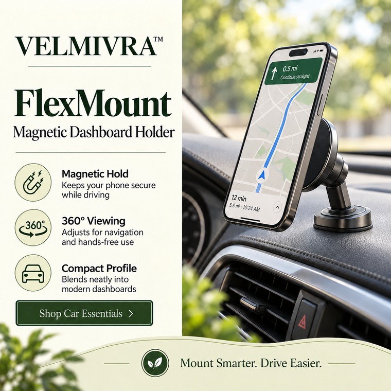 VELMIVRA™ FlexMount Magnetic Dashboard Holder