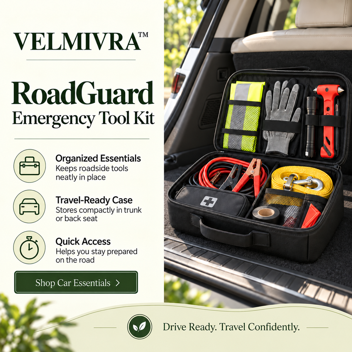 VELMIVRA™ RoadGuard Emergency Tool Kit