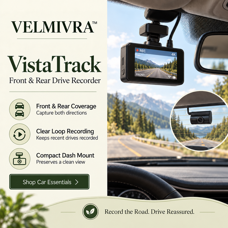 VELMIVRA™ VistaTrack Front & Rear Drive Recorder
